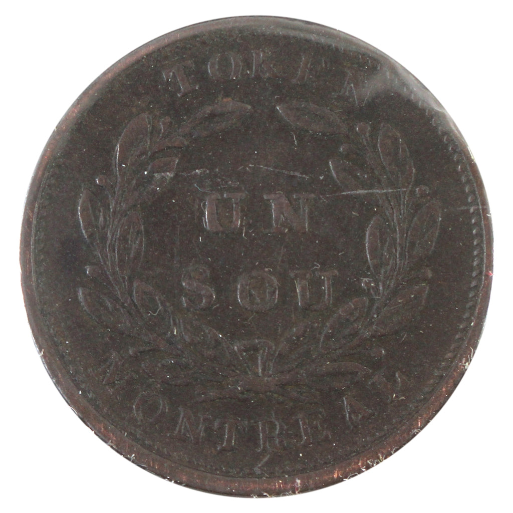 LC-28 No Date Lower Canada Agriculture & Commerce, Montreal, Un Sou Token VF-EF (VF30)
