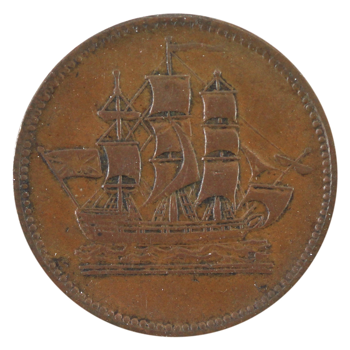 PE-10-38 No Date PEI Ships, Colonies, & Commerce Token, VF-EF (VF30) $