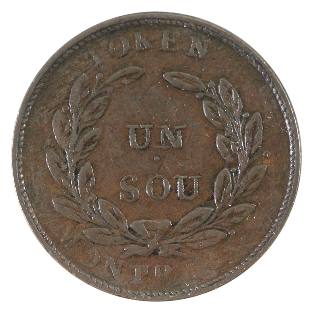 LC-33C No Date Lower Canada, Montreal, Un Sou Token VF-EF (VF30) $