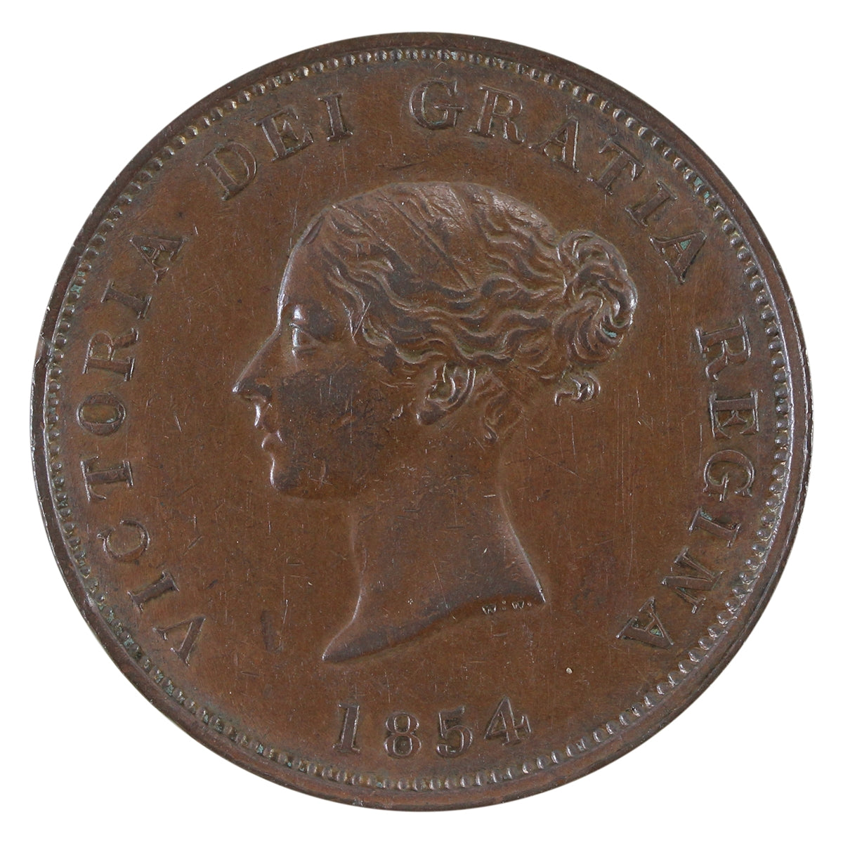 NB-2B2 1854 New Brunswick One Penny Currency Token Extra Fine (EF40) $