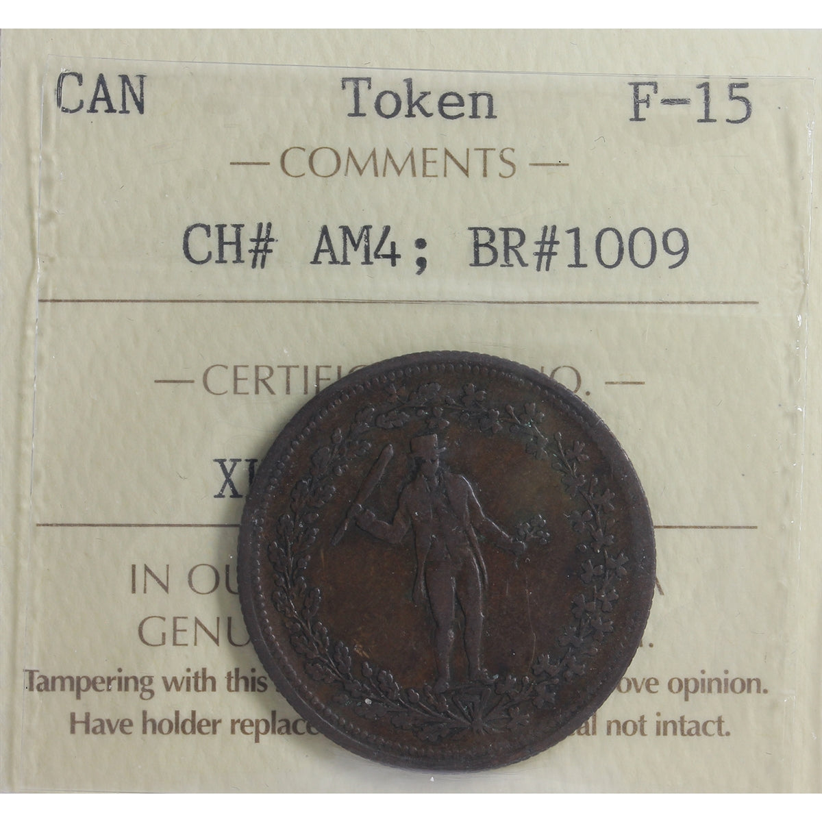 AM-4 Pure Copper Preferable to Paper Halfpenny Token ICCS Certified F15 BR #1009