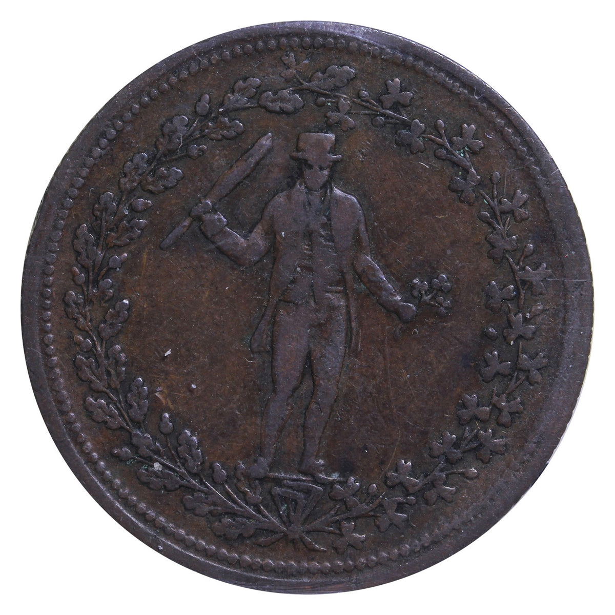 AM-4 Pure Copper Preferable to Paper Halfpenny Token ICCS Certified F15 BR #1009