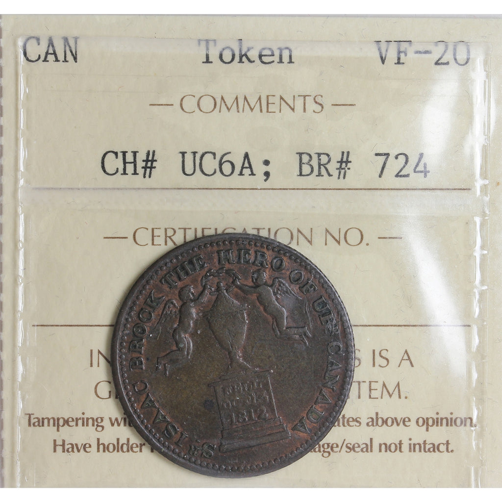 UC-6A 1816 Upper Canada Success to Commerce Token ICCS Certified VF20