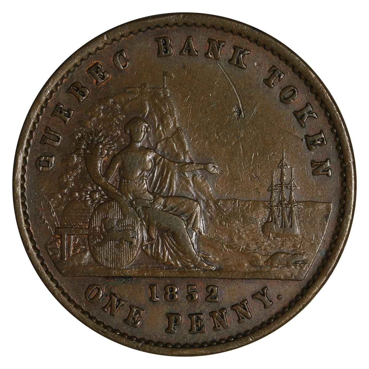 PC-4 Province of Canada Quebec Bank Penny Token Extra Fine (EF40) $