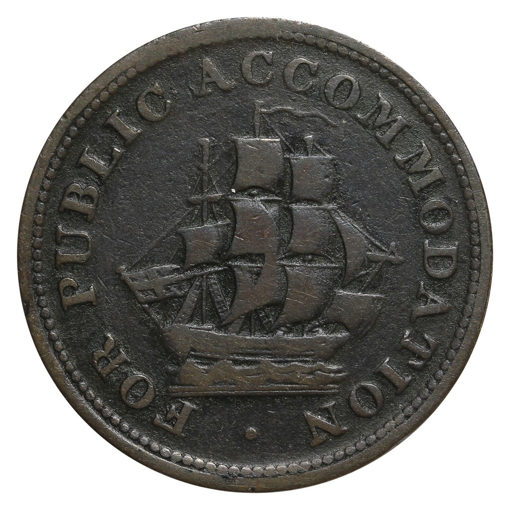 LC-14b (1830) Lower Canada For Public Accomodation Half Penny Token F-VF (F15)