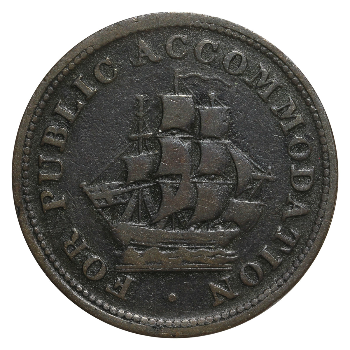 LC-14b (1830) Lower Canada For Public Accomodation Half Penny Token F-VF (F15)