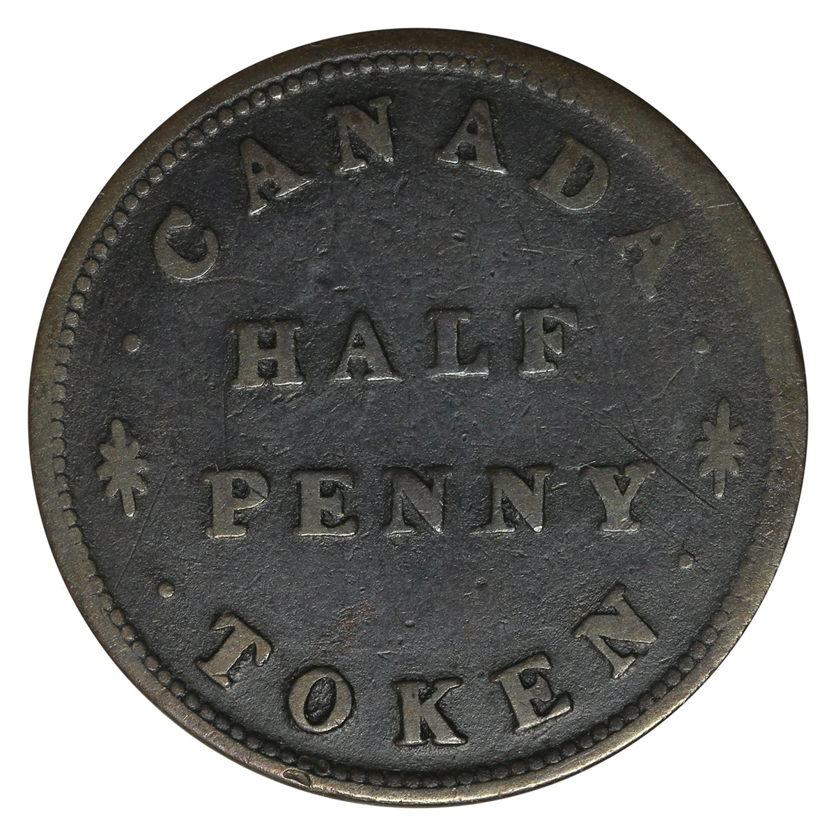 LC-14b (1830) Lower Canada For Public Accomodation Half Penny Token F-VF (F15)