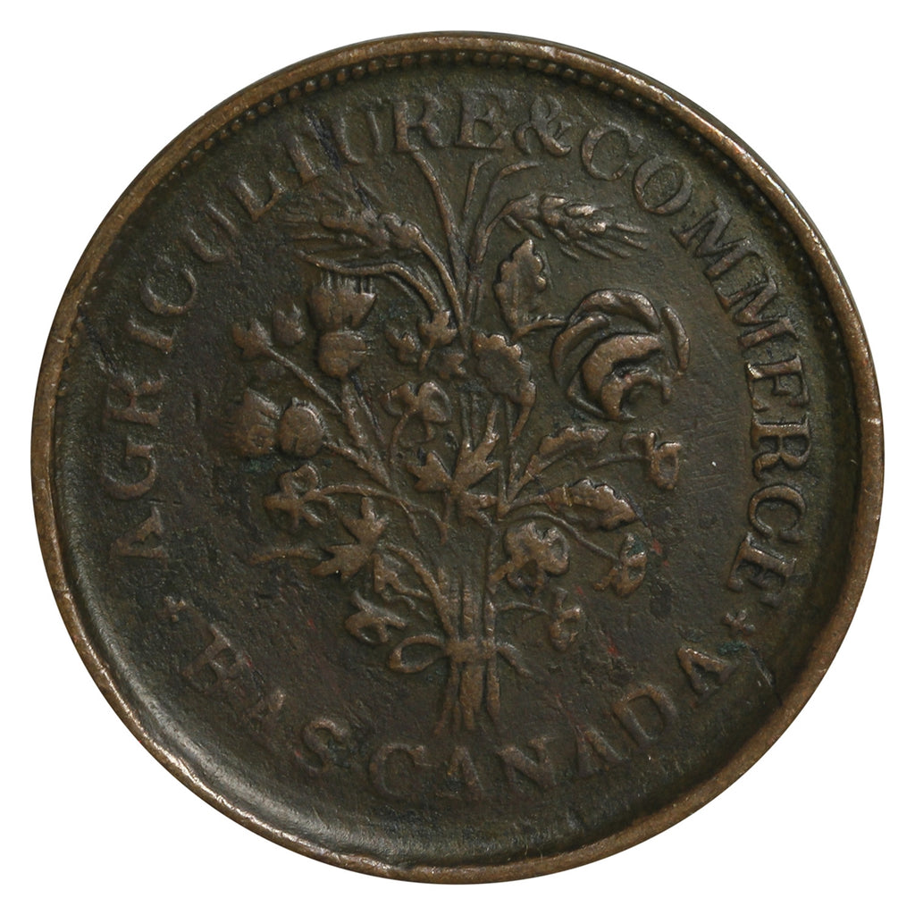 LC-24A1 Lower Canada Un Sou, Agriculture & Commerce Token Very Fine (VF-20)