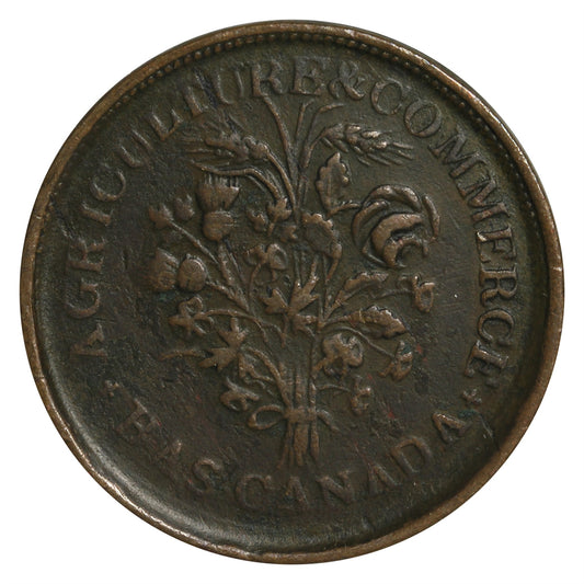 LC-24A1 Lower Canada Un Sou, Agriculture & Commerce Token Very Fine (VF-20)