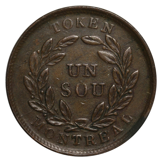 LC-33A1 Lower Canada Un Sou, Montreal Agriculture & Commerce Token Very Fine (VF-20)