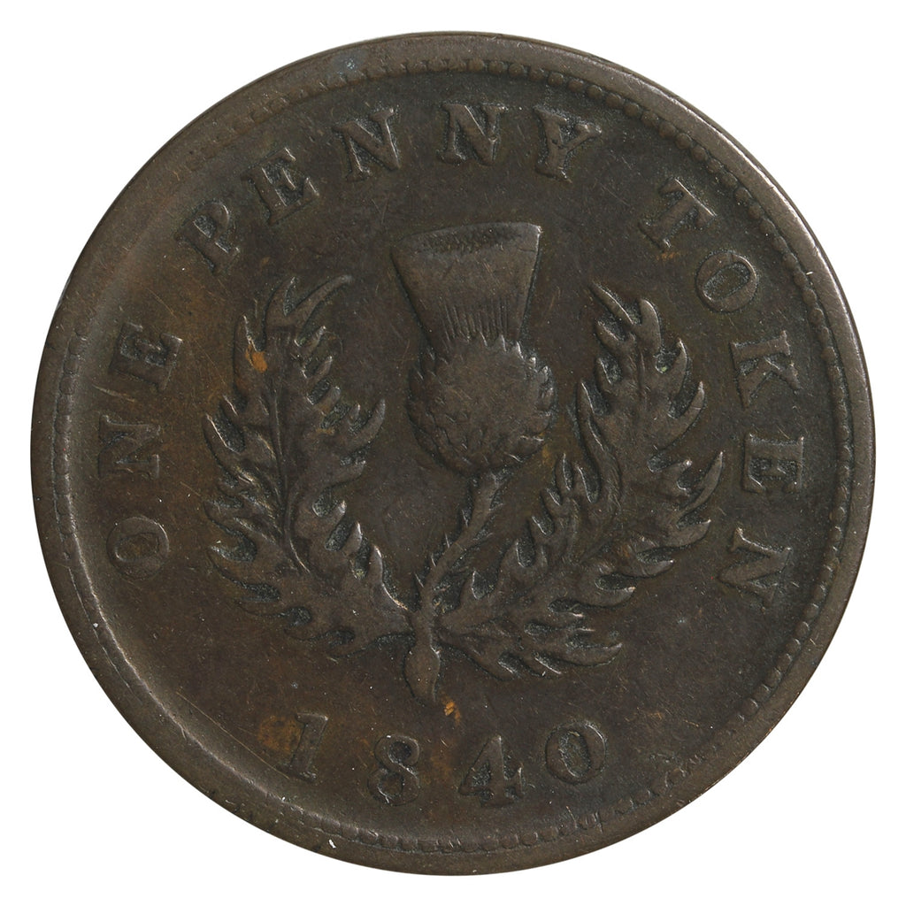 NS-2C1 1840 Nova Scotia Victoria Thistle Penny Token F-VF (F15)