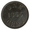 PE-6A1 1855 PEI Fisheries and Agriculture One Cent Token Extra Fine (EF40)