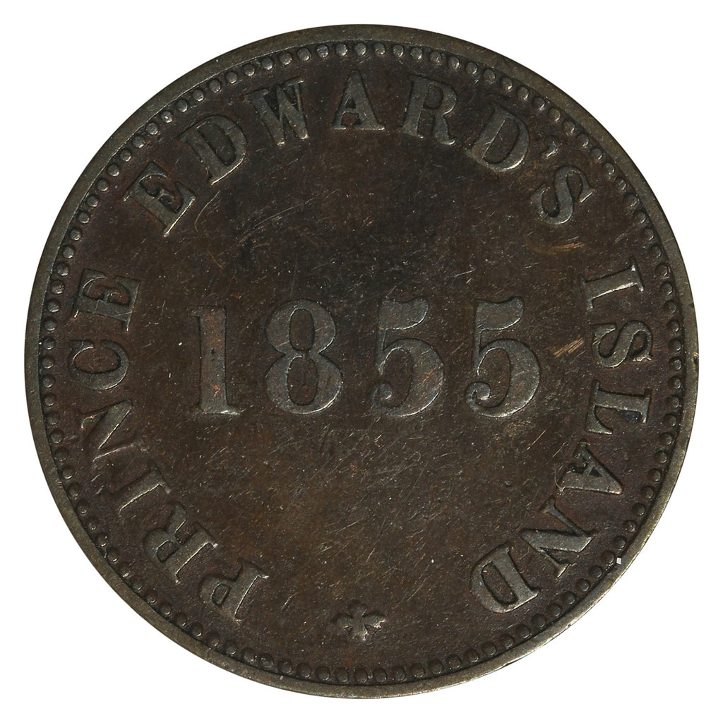 PE-7A1 1855 PEI Self Government &amp; Free Trade Thick Top Fives Token F-VF (F15)
