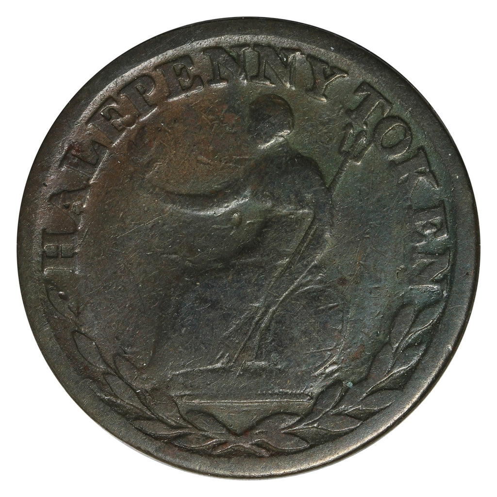 WE-1A3 1813 Wellington Thick Flan Half Penny Token F-VF (F15)
