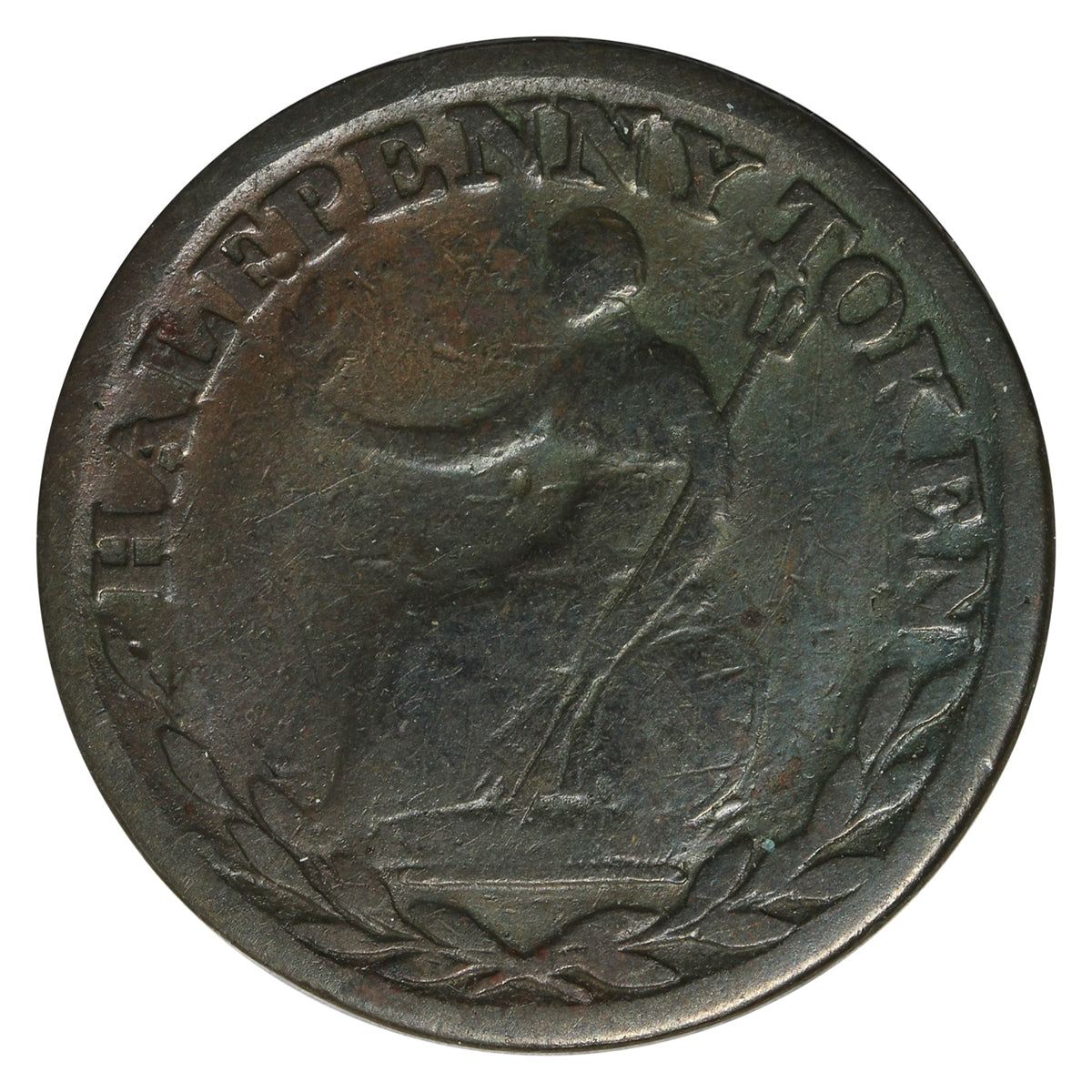 WE-1A3 1813 Wellington Thick Flan Half Penny Token F-VF (F15)