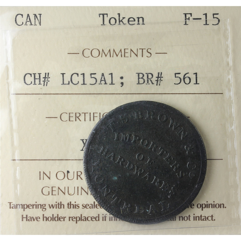 LC-15A1 (1832) Lower Canada T.S. Brown & Co. Token ICCS Certified F15 BR #561
