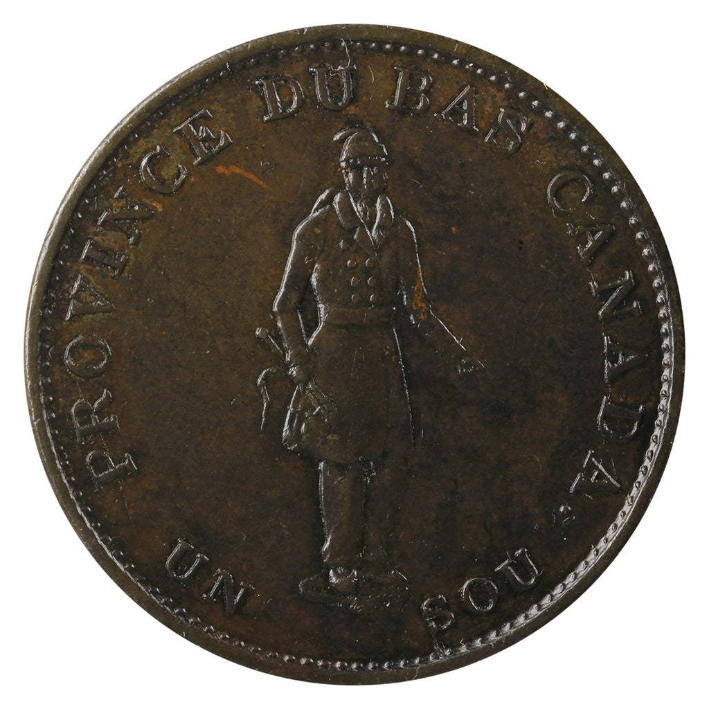 LC-8B2 1837 Lower Canada Quebec Bank Half Penny Token Almost Uncirculated (AU50) $