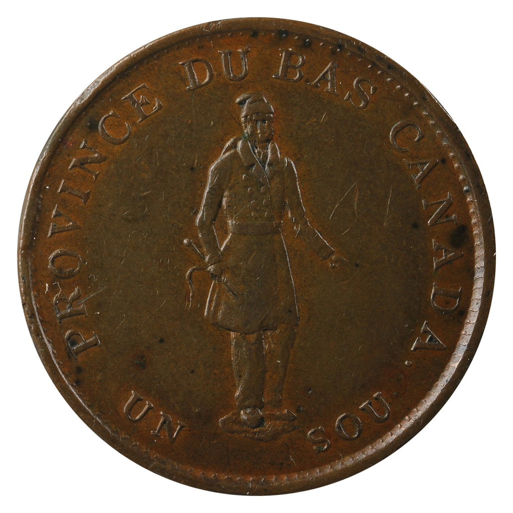 LC-8B2 1837 Lower Canada, Quebec Bank Half Penny Token EF-AU (EF45) $