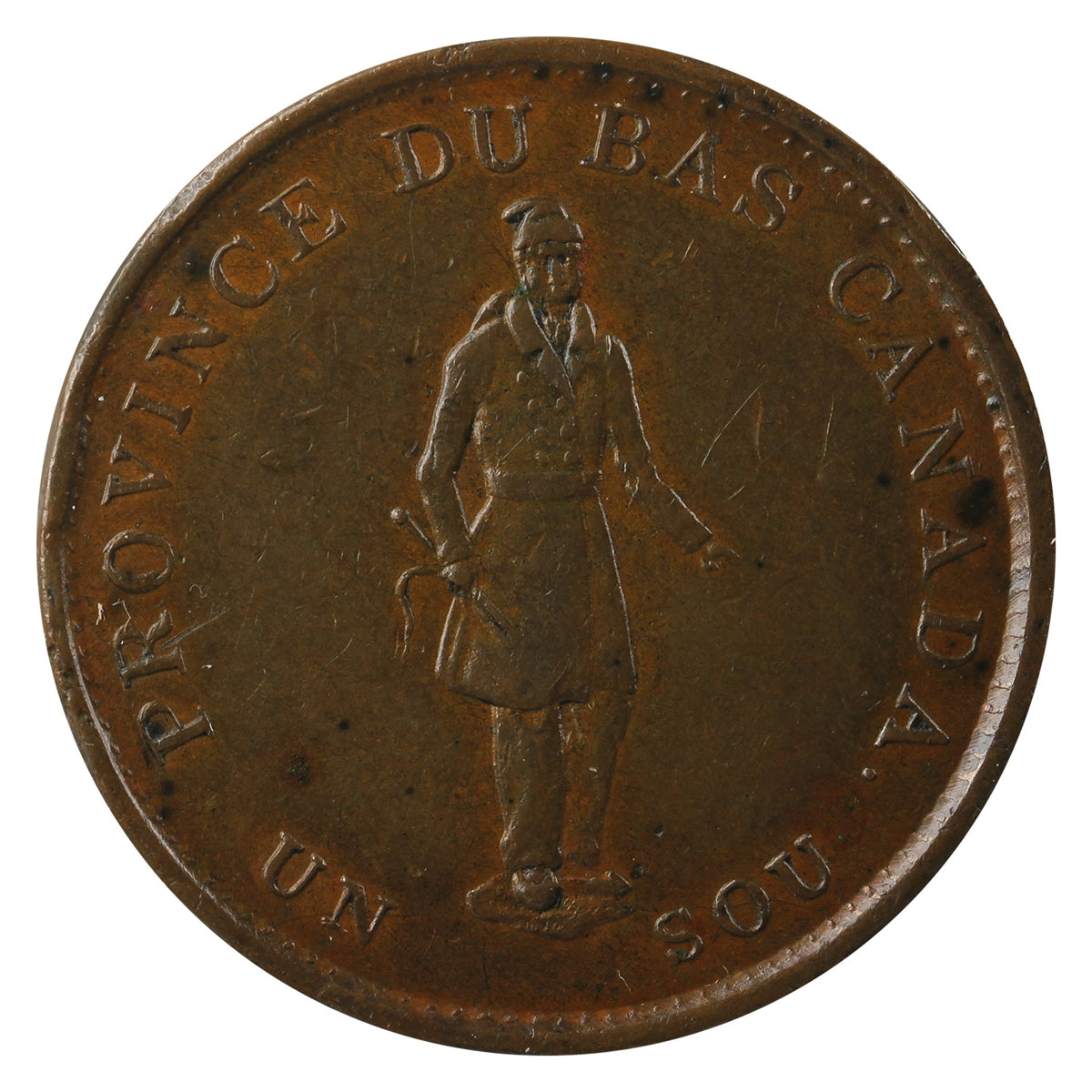 LC-8B2 1837 Lower Canada, Quebec Bank Half Penny Token EF-AU (EF45) $