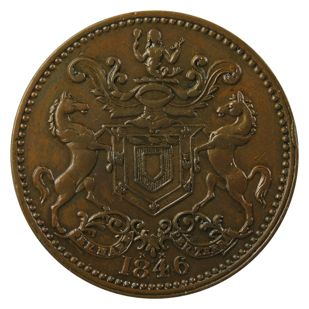 NF-1C1 1846 Newfoundland Rutherford Bros. Harbour Grace Token Almost Uncirculated (AU50)