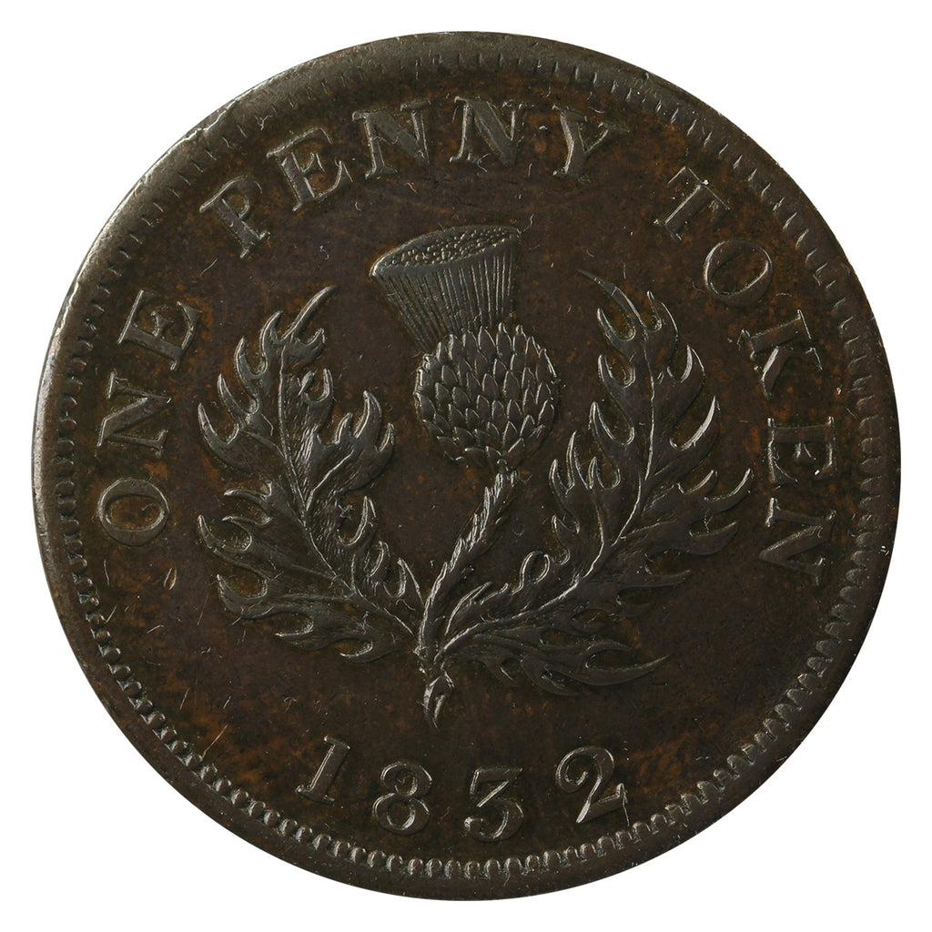 NS-2B1 1832 Nova Scotia George VI Penny Thistle Token Almost Uncirculated (AU50) $