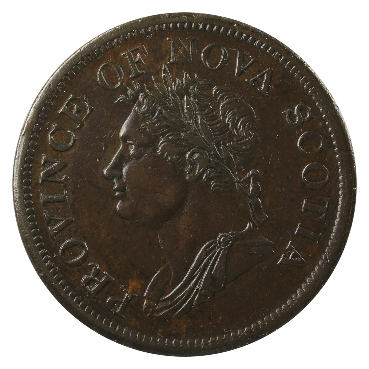 NS-2B1 1832 Nova Scotia George VI Penny Thistle Token Almost Uncirculated (AU50) $
