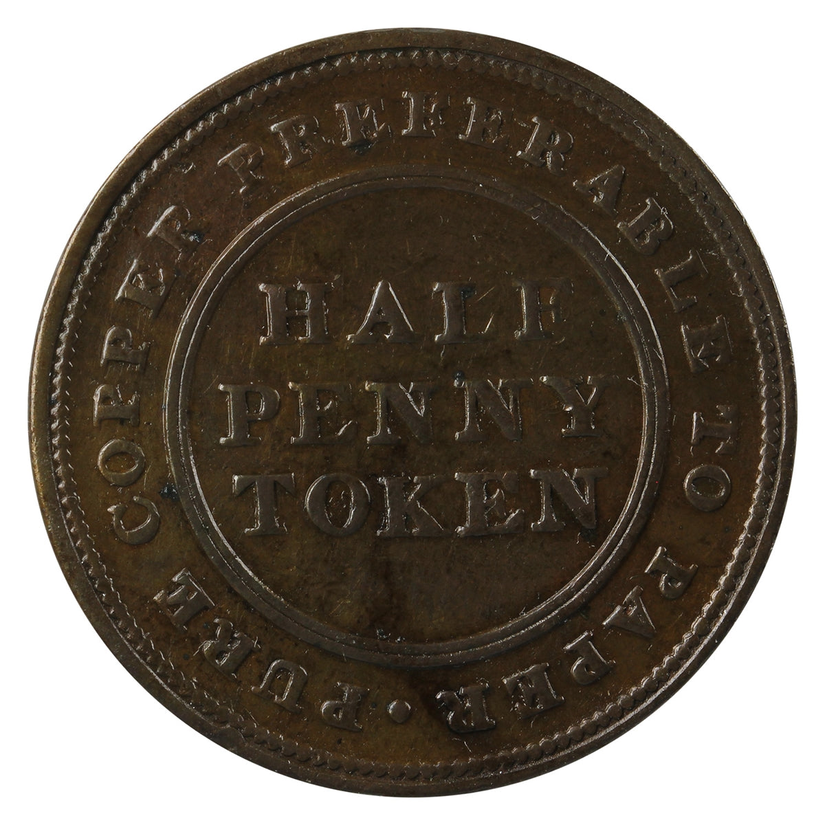 NS-21A2 1813 Trade &amp; Navigation Half Penny Token Extra Fine (EF40) $