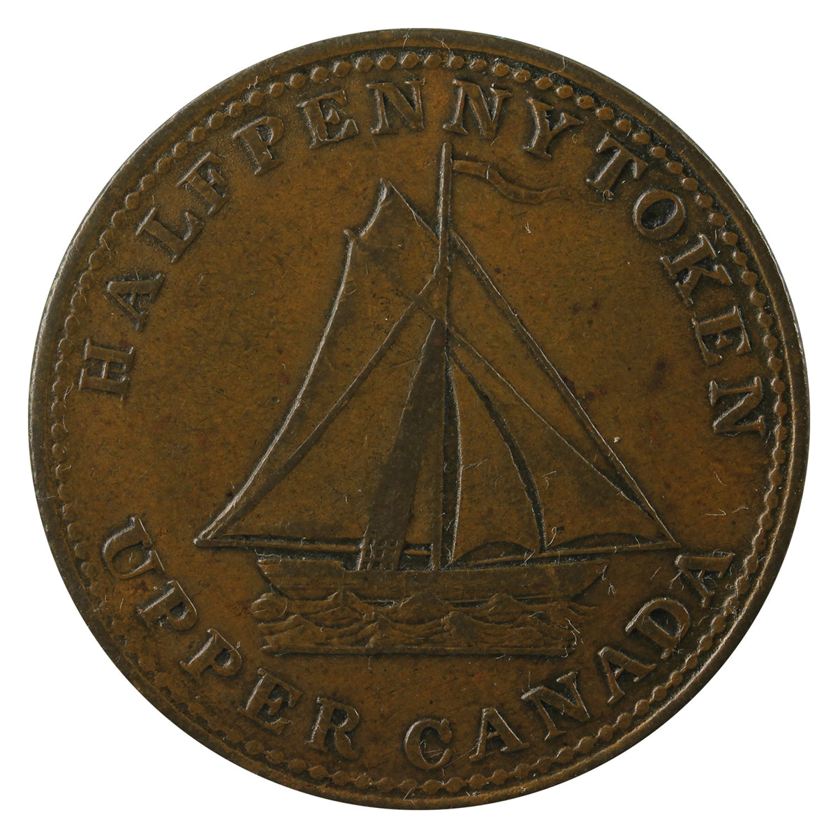 UC-9A1 1820 Upper Canada Commerical Change Half Penny Token Extra Fine (EF40) $