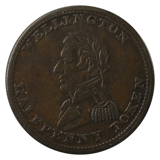 WE-8A2 1814 Wellington Half Penny Token Extra Fine (EF40)
