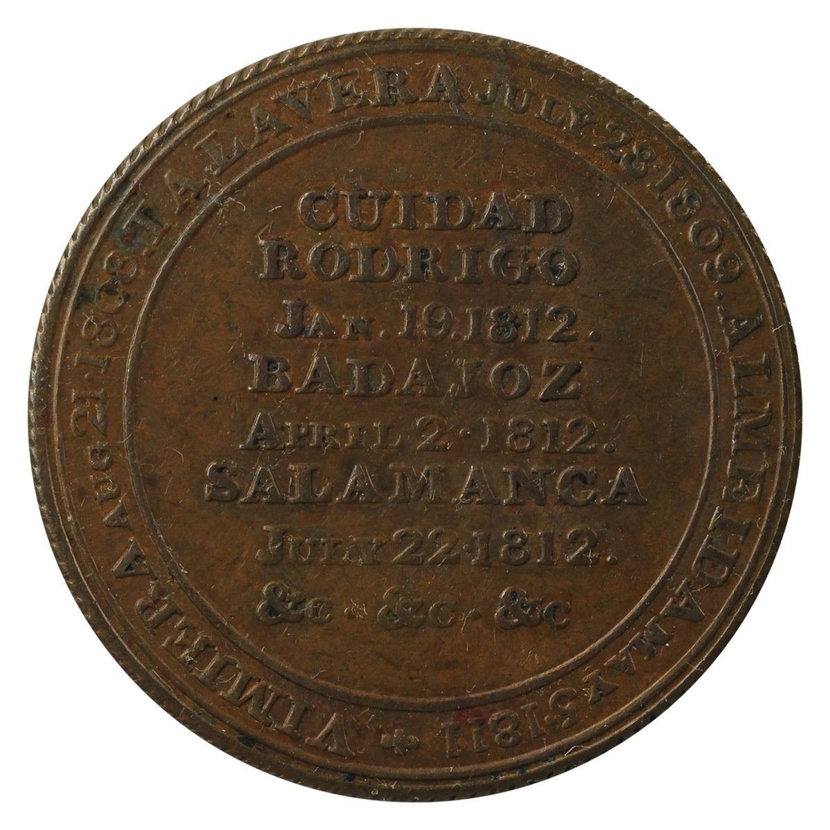 WE-11A2 Wellington Cuidad Rodrigo Badajoz Salamanca Half Penny Token Almost UNC (AU-50) $