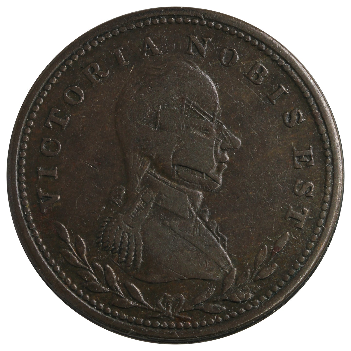 LC-49A1 Lower Canada Imitation Tiffin Token Over Struck on NS-21A VF-EF (VF30) $