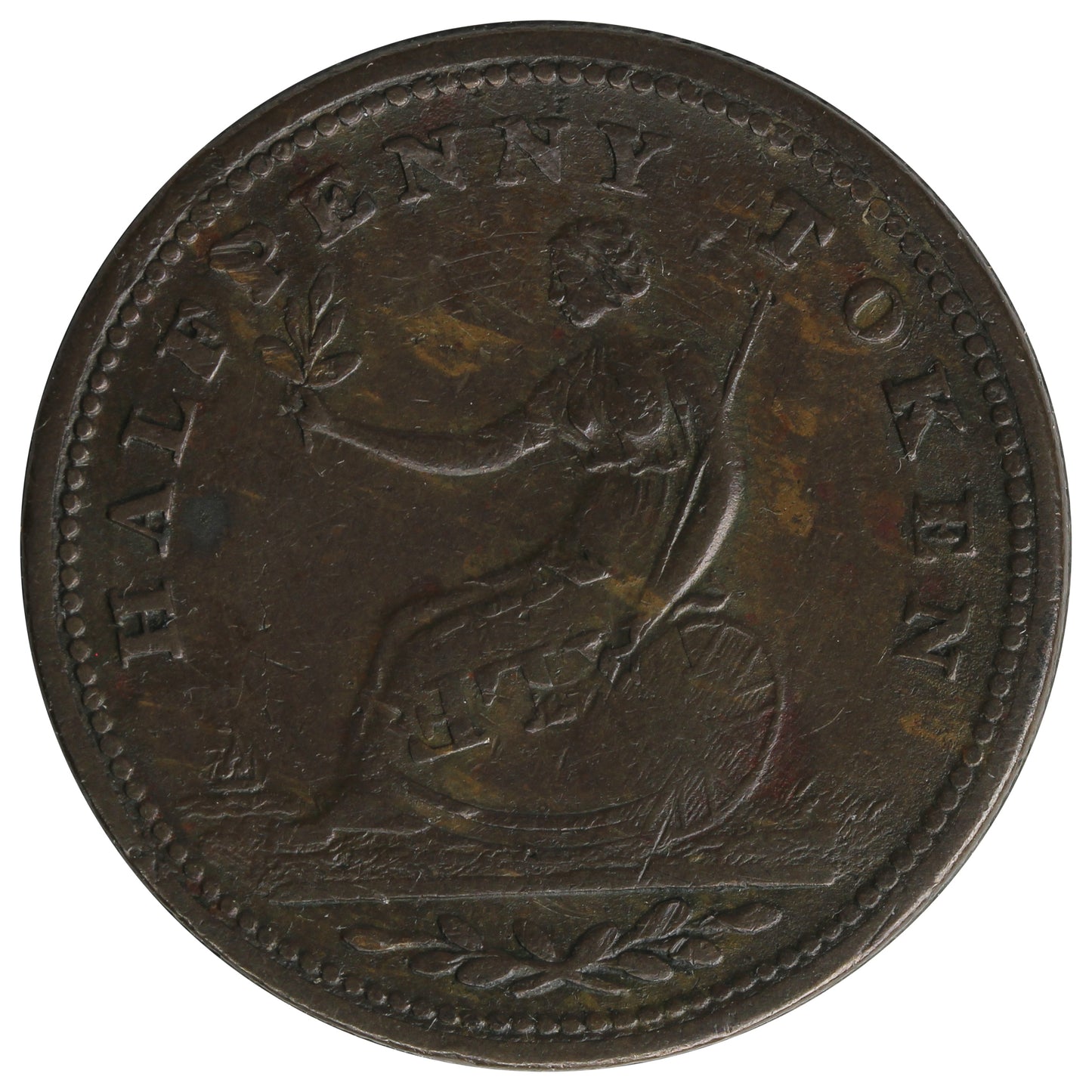 LC-49A1 Lower Canada Imitation Tiffin Token Over Struck on NS-21A VF-EF (VF30) $