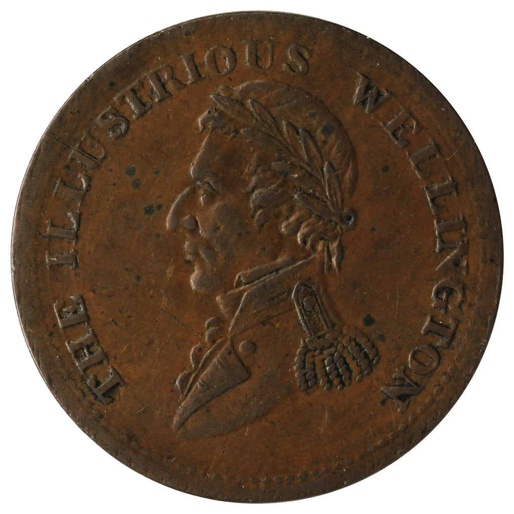 WE-10A2 1816 Wellington Waterloo Half Penny Token AU-UNC (AU55) $