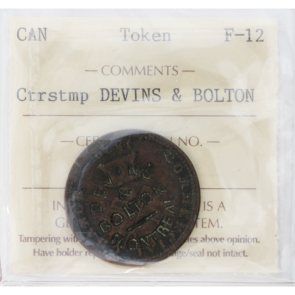 Devins & Bolton Counterstamp Over UC-9A 1820 UC Commercial Change Token ICCS Cert. F12