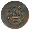Devins & Bolton Counterstamp Over LC-48 1812 Lower Canada Tiffin Token ICCS Certified VG8