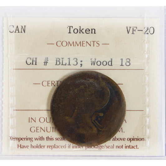 BL-13 Blacksmith Brass Token ICCS Certified VF20 Wood 18