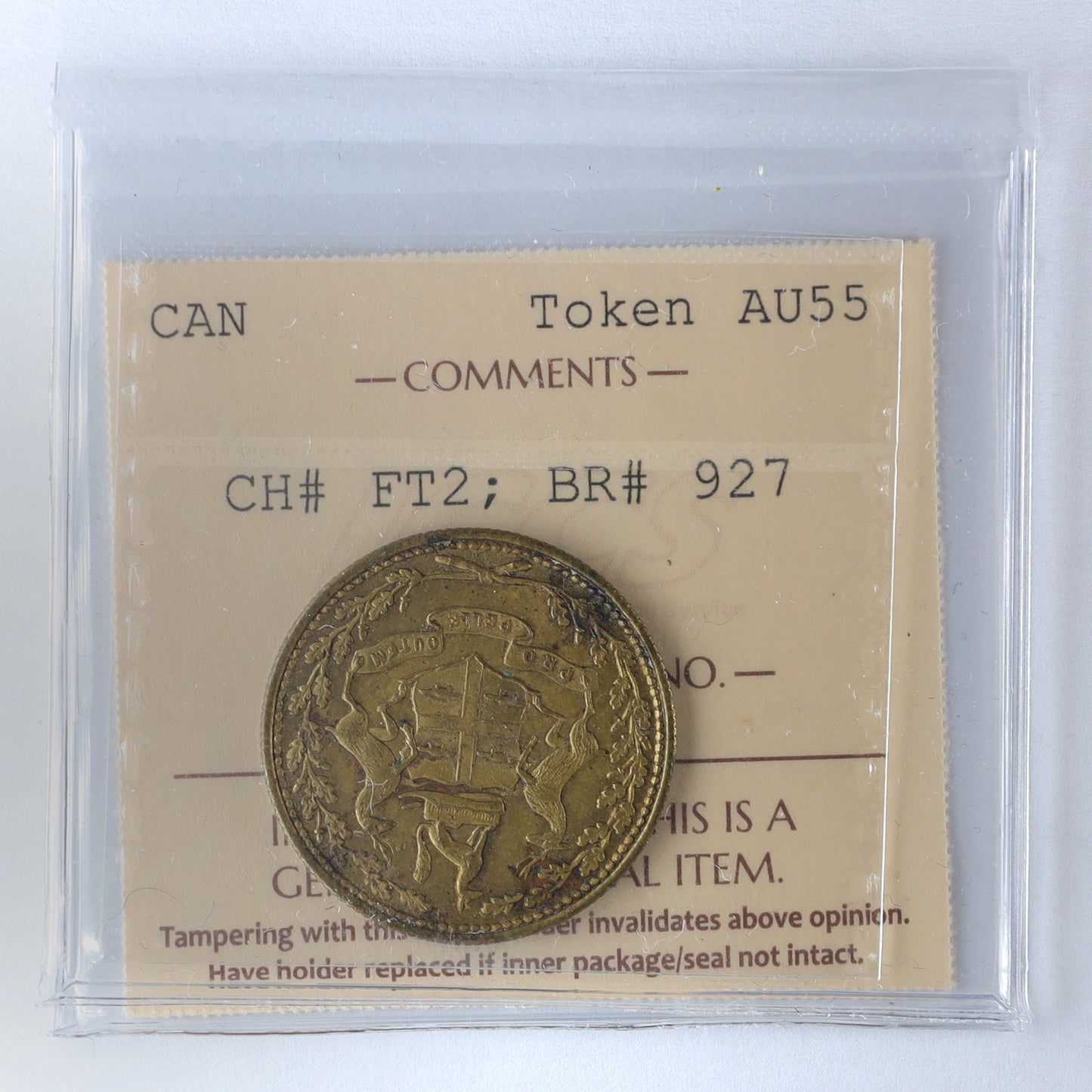 FT-2 Hudson's Bay Fur Trade 1/2 Made Beaver Token ICCS Certified AU55 BR# 927