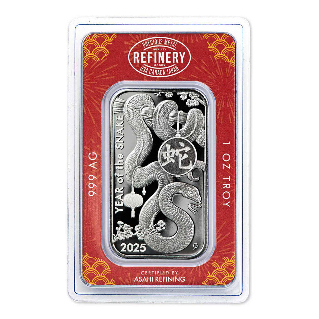 2025 Asahi Lunar Year of the Snake 1oz Silver Bar (No tax) Light Scratches on Card