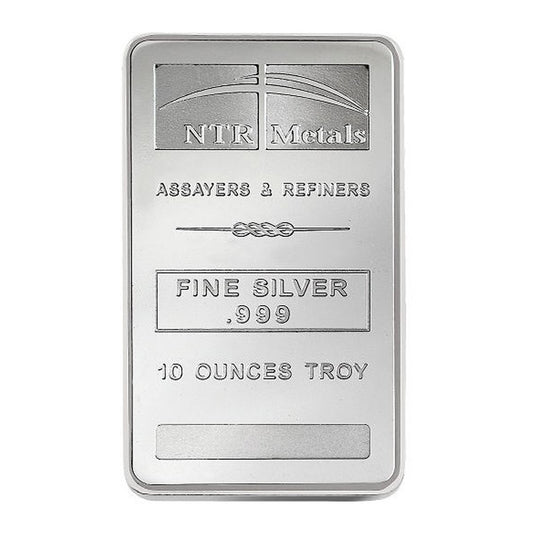 NTR Metals 10oz .999 Silver Bar (No Tax) Light Toning/Seal Staining