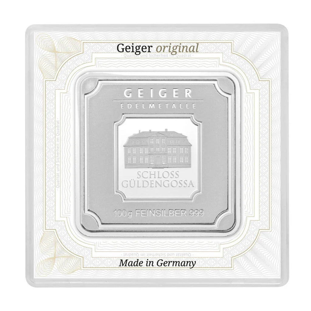 Geiger Edelmetalle 100g Silver Bar in Capsule (No Tax) Capsule Scr/Scuff