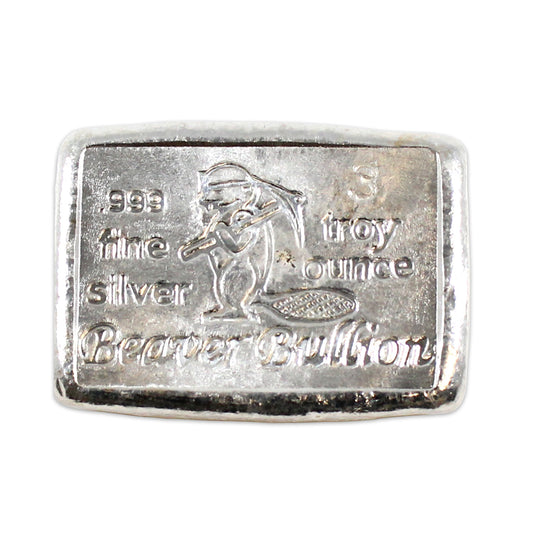 Beaver Bullion 3oz .999 Fine Silver Bar (No Tax)