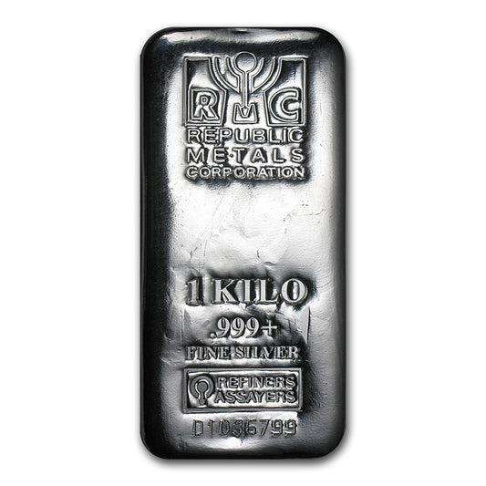 RMC Kilo .999+ Fine Silver Bar (No Tax) Light Toning - NO CREDIT CARD OR PAYPAL