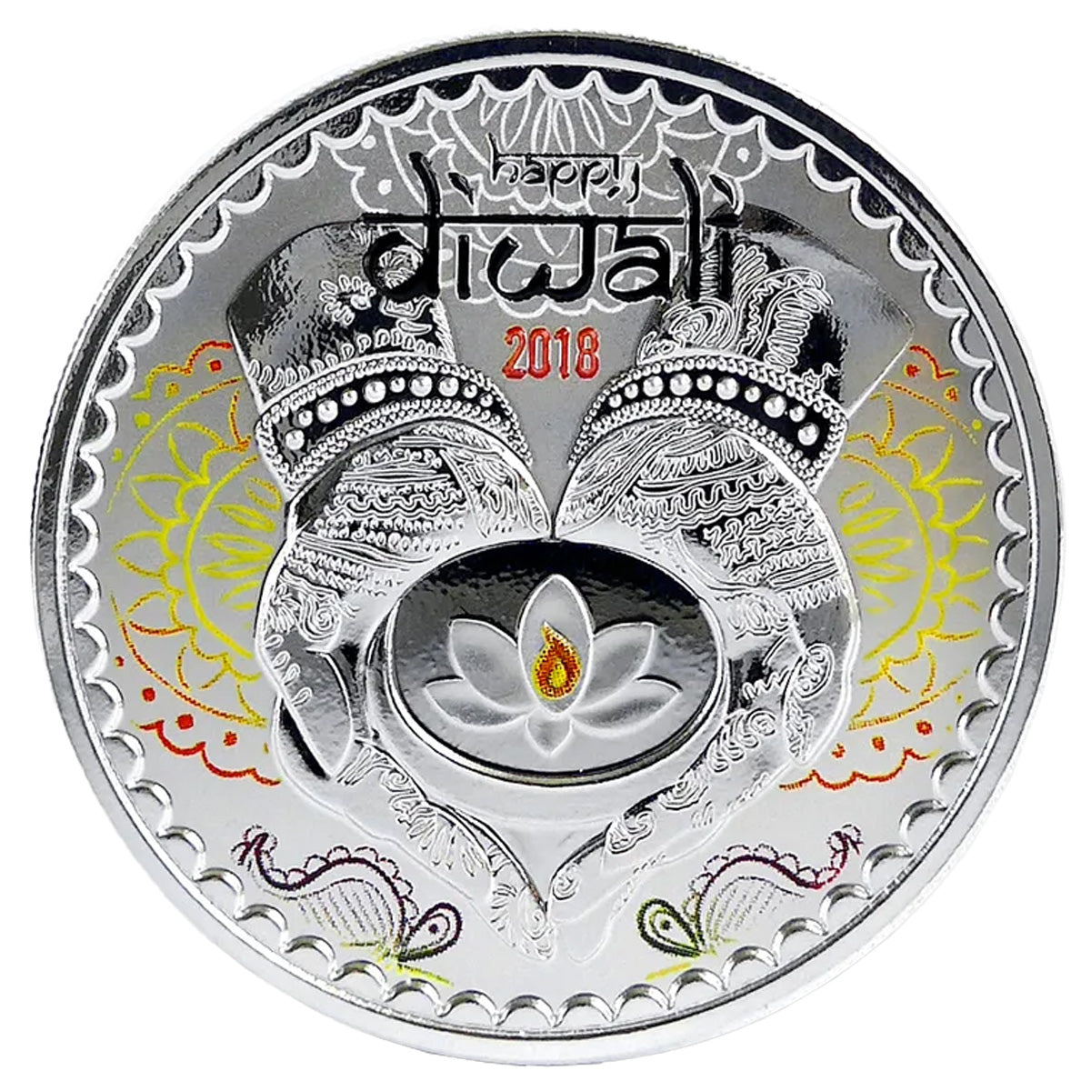 TD Bank 2018 Diwali 1oz Silver Round in Package (No Tax) Rim/Edge Toning
