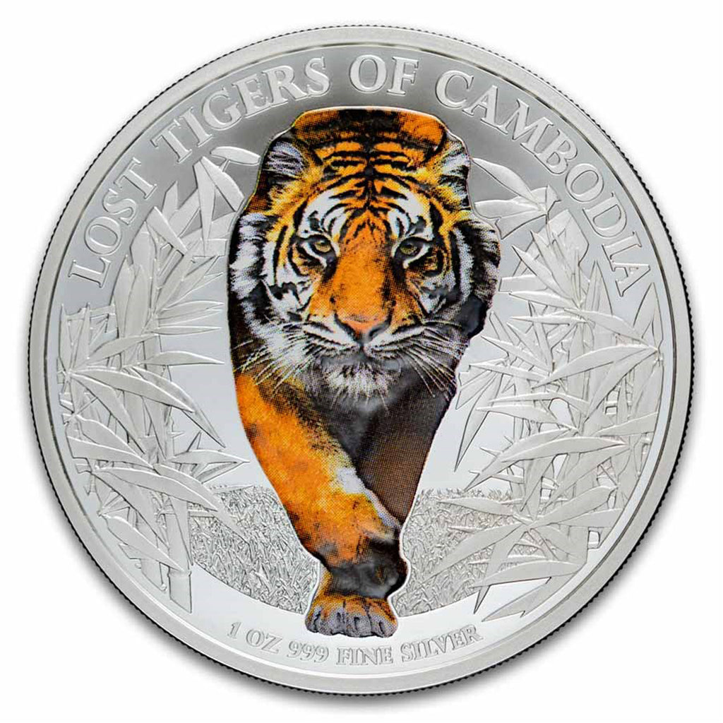 2026 Cambodia 3,000 Riels Colourized Lost Tigers 1oz. .9999 Silver (No Tax)