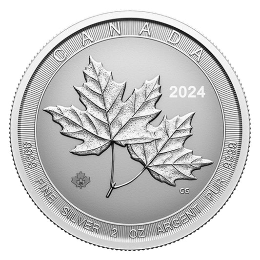 2024 Canada $10 Twin Maples Leaves 2oz Silver (No Tax) Flaws