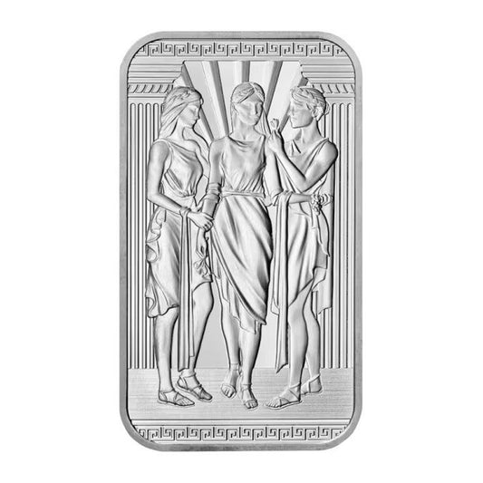 Royal Mint Three Graces 1oz Silver Bar (No Tax) Seal Worn/Light Toning