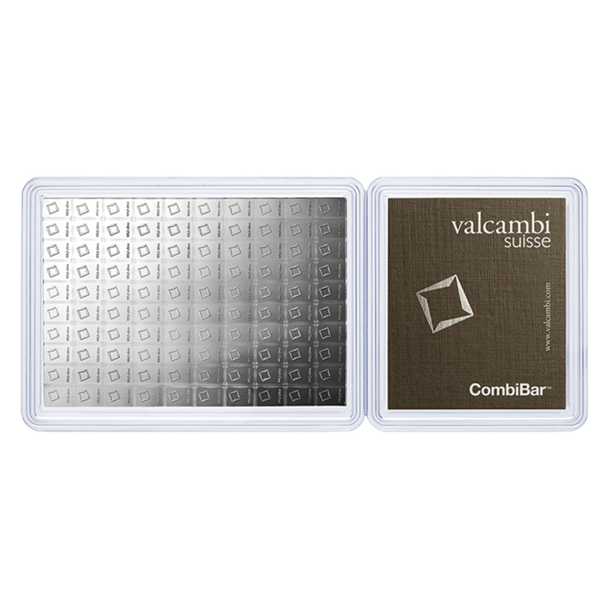 100 x Valcambi CombiBar 1 gram .999 Silver Bars in Holder (No Tax) 100pcs - Holder Scratches