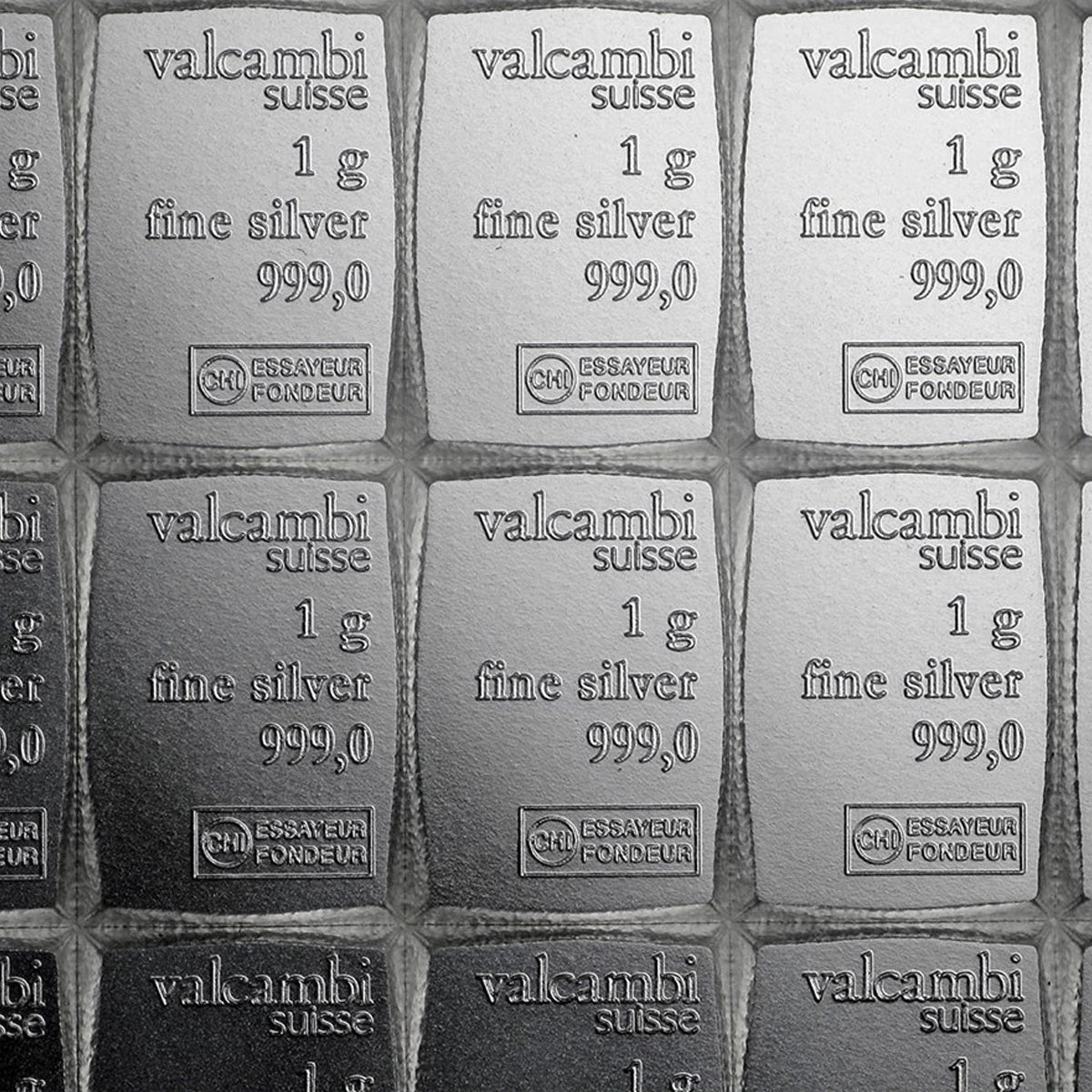 100 x Valcambi CombiBar 1 gram .999 Silver Bars in Holder (No Tax) 100pcs - Holder Scratches