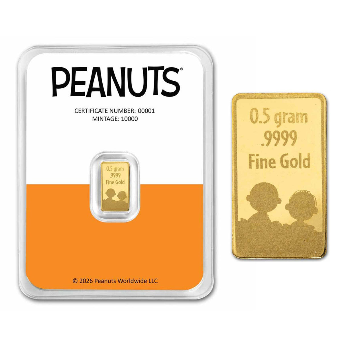 Peanuts® It's The Great Pumpkin 1/2 gram Gold Bar (No Tax)