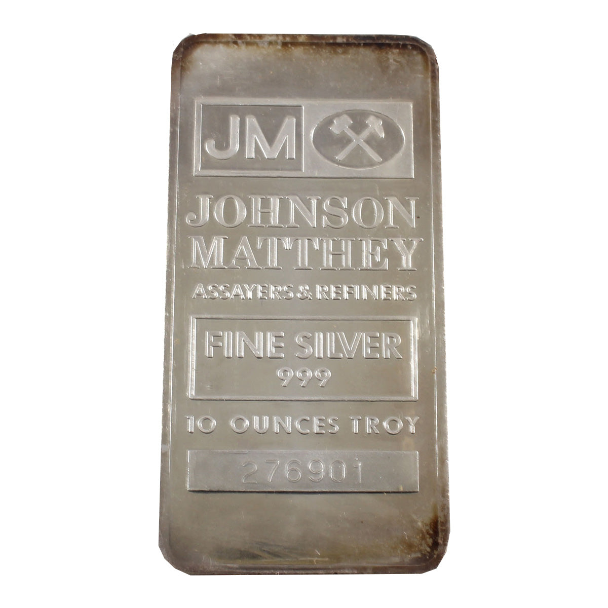 JM Johnson Matthey Assayers & Refiners 10oz .999 Fine Silver Bar (No T ...